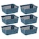 IRIS USA Plastic Storage Basket 6Pack Medium Shelf Basket Storage Organizer for Pantry Cabinet Bedroom Closet Laundry Room EcoFriendly Navy