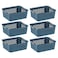 IRIS USA Plastic Storage Basket 6Pack Medium Shelf Basket Storage Organizer for Pantry Cabinet Bedroom Closet Laundry Room EcoFriendly Navy