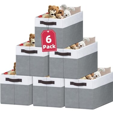 Criusia 6 Pack Clothes Bins for Organization 16x12 Extra Large Storage Baskets for Shelves Closet Bedroom Toy Storage Organizer Bins Boxes Cubes for Nursery RV Apartment Essentials
