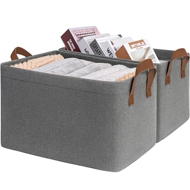 CHICVITA Storage Baskets Large Storage Bins for Organizing Clothes Storage Bins Closet Organizers and Storage Small Laundry Basket for Shelves 16 L x 11 W x 9 H Grey 2Pack