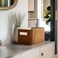 La Jolie Maison Storage Baskets for Organizing 2 Pack Storage Cube Boxes Luxury Brown Vegan Leather for Closet Shelf Cabinet Bookcase Camel