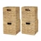 WEAVELYRICS Water Hyacinth Storage Baskets 9in 4 Pack Wicker Storage Cubes with Handles Foldable Natural Woven Baskets for Shelves Closet Bathroom Handmade Organizer Bins