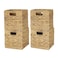 WEAVELYRICS Water Hyacinth Storage Baskets 9in 4 Pack Wicker Storage Cubes with Handles Foldable Natural Woven Baskets for Shelves Closet Bathroom Handmade Organizer Bins
