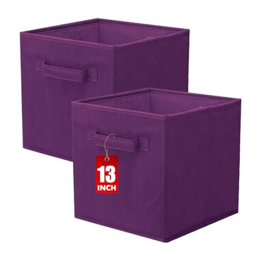 ShellKingdom Storage Bins Foldable Fabric Storage Cubes And Cloth Organizer Drawer For Closet And Toys 13 X 13 X 13 INCH 2 Pack Purple