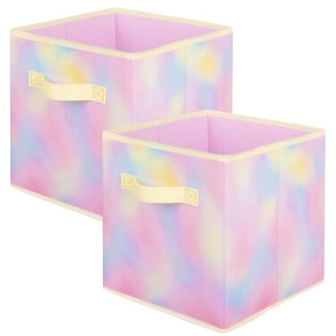 ShellKingdom Storage Bins Foldable Fabric Storage Cubes And Cloth Storage Organizer Drawer For Closet And Toys Storage 2 Pack Chromatic Tie Dye