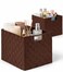BinWhiz 2Pack Collapsible Ribbon Woven Storage Bins with Metal Structure Shelf Basket Pantry Organizer Home Decorative Utility Cubes 11 x 11 x 11 in Brown