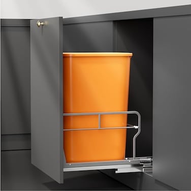 YJHome Pull Out Trash Can Under Cabinet with SoftClose Slides Garbage Can Not Included Cabinet Trash Can Pull Out Kit with Door Mounting Kit Requires Minimum Cabinets Opening 12 W X 18 D