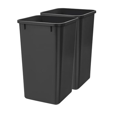 Rev-A-Shelf RevAShelf 27 qt Polymer Replacement Waste Container for RevAShelf Pullouts Kitchen Cabinet Trash Can Recycle Bin RV1024182 Black 2Pack