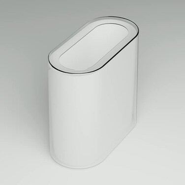 IEEK Small Waste Basket Slim Trash Can 32 Gallon12L Clear and White Garbage Can Rectangle Plastic Wastebaskets Container Bin for Narrow Spaces OfficeBathroom BedroomKitchenLiving RoomStudy