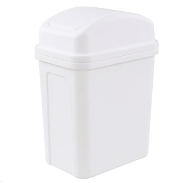 Idomy Idotry 18 Gallon White Swing Top Garbage Can Plastic Small Trash Can with Swing Lid 1 Pack