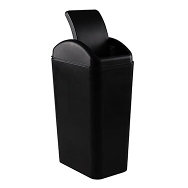 Morcte Plastic Garbage Can with Swing Lid Black Swing Top Trash Can 35 Gallon