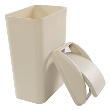 Obstnny 32 Gallon Slim Plastic Trash Can for Narrow Spaces at Home or Office Khaki 14L