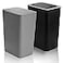 Fasmov Trash Can 2 Pack 15 Liter 4 Gallon Plastic Garbage Container Bin with Press Top Lid Waste Basket for Kitchen Bathroom Living Room Office Narrow Place Gray Black