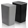 Fasmov Trash Can 2 Pack 15 Liter 4 Gallon Plastic Garbage Container Bin with Press Top Lid Waste Basket for Kitchen Bathroom Living Room Office Narrow Place Gray Black