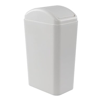 Cand 14 L Small Plastic Garbage Can Slim Swing Lid Trash Bins Light Grey