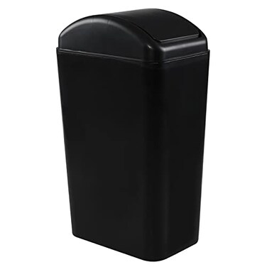 Cand 14 L Small Plastic Trash Can 32 Gallon Slim Swing Lid Garbage Bins Black