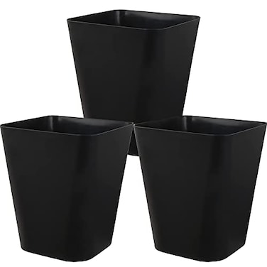 Heagoale Small Bathroom Trash Can Plastic Garbage Can Square Waste Basket Trash Bins Container Bins for Bathroom Office Dorm Room Home Office Under Desk Kitchen Bedroom 3 Pack Black