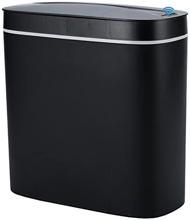 Sooyee 14 Liters Automatic Bathroom Trash Can with Lid 36 Gallon Touchless Sensor Trash Can for Kitchen Office Bedroom Bathroom Living Room Black Plastic