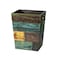 TIMRIS Small Wood Trash Can Wastebasket Farmhouse Rectangular Garbage Can Waste Basket Rustic Distressed Boho Wooden Trash Recycling Bin with Metal Handles Reclaimed Wood Storage Basket Random