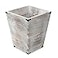 ExoLiry Rustic Whitewashed Torched Wood Square Waste Basket Recycle Bin Trash Can Decorative Metal Brackets Whitewashed Wooden Garbage Container Ash Holder Bedroom Living Room Home Office