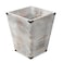 ExoLiry Rustic Whitewashed Torched Wood Square Waste Basket Recycle Bin Trash Can Decorative Metal Brackets Whitewashed Wooden Garbage Container Ash Holder Bedroom Living Room Home Office