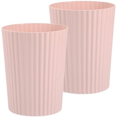 JiatuA Small Trash Can Plastic Wastebasket Round Garbage Container Bin for Bathroom Kitchen Bedroom Home Office College Dorm Pink 2 Pack
