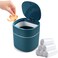 Business King Mini Desk Trash Can with Lid with Trash Bags 180 pcs PressTop 05 Gallon Tiny Countertop Waste Basket Small Table Top Plastic Covered Garbage Bin for Desk Top Blue