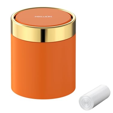 Mbillion Mini Trash Can with Lid Desktop Small Trash Can Recycling Bin Cute Metal Garbage Can for Tabletop Countertop UseStainless Steel 04Gal15L Waste Bin for Office Parlor Car BedroomSwing Lid Open