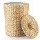 Tidita 4 Gallons Wicker Waste Basket Water Hyacinth Bathroom Garbage Can with a Lid Bathroom Trash Can Boho Style Wicker Trash Can with Lid for Household Kitchen Removable Liner Iron Frame