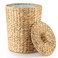 Tidita 4 Gallons Wicker Waste Basket Water Hyacinth Bathroom Garbage Can with a Lid Bathroom Trash Can Boho Style Wicker Trash Can with Lid for Household Kitchen Removable Liner Iron Frame