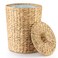 Tidita 4 Gallons Wicker Waste Basket Water Hyacinth Bathroom Garbage Can with a Lid Bathroom Trash Can Boho Style Wicker Trash Can with Lid for Household Kitchen Removable Liner Iron Frame