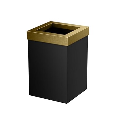 Gatco Small Bathroom Trash Can With Lid Square 3 Gallon Stainless Steel Wastebasket Under Sink Matte Black And Brushed Brass For Bathroom Bedroom Office 1934