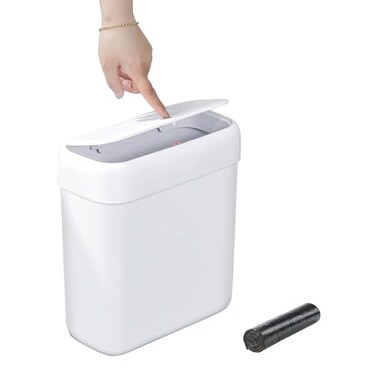 funest Bathroom Small Trash Can with Lid10L 27 Gallon Slim Garbage Bin Wastebasket with Press Top Lid for BedroomRvOfficeKitchenCraft Room