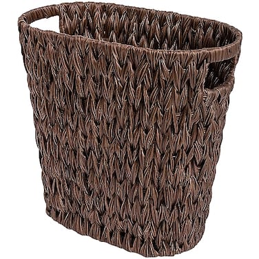 GRANNY SAYS Wicker Waste Basket Waterproof Bathroom Trash Can Bedroom Can Durable Wastebasket with Handles 15 Liters4 Gallons