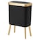Procade Office Trash Can with Lid Black Bathroom Trash Can with Gold Edge Modern Narrow Garbage Can with Legs Slim Plastic Trash Bin for Bedroom Living RoomKitchenToilet 4 Gallon