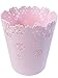 AORNTAE Wastebasket Hollow Flower Shape Plastic Lidless Wastepaper Baskets Trash Can Pink Mini