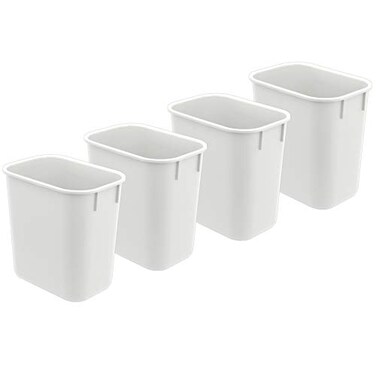Acrimet Wastebasket Deskside Bin 325 Gallon13 Quart 12 Liter Waster Trash Can Plastic White Color Set of 4
