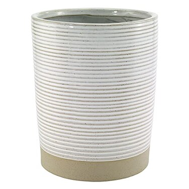 Avanti Linens Waste Basket Decorative Trash Can Ribbed Style Home Decor Drift Collection