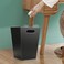 KINGFOM Classic Pu Leather Trash Can Wastebasket Garbage Container Bin with Handles for Bathrooms Powder Rooms Kitchens Home Office and and High Class Hotel Square Black