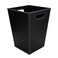 KINGFOM Classic Pu Leather Trash Can Wastebasket Garbage Container Bin with Handles for Bathrooms Powder Rooms Kitchens Home Office and and High Class Hotel Square Black