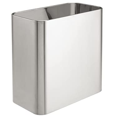 mDesign Small Metal 24 Gallon9 Liter Trash Can Wastebasket Garbage Bin for Bathroom Slim Rubbish Waste Bin Trashcans Mirri Collection Brushed Chrome