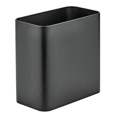 mDesign Small Metal 24 Gallon9 Liter Trash Can Wastebasket Garbage Bin for Bathroom Slim Rubbish Waste Bin Trashcans Mirri Collection Black