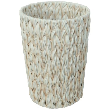 Coeusy Wicker Trash CanBathroom Trash CanWicker Waste Basket for BathroomDecorative Boho Small Waste Basket for BedroomOfficeCream White 2 Gallon