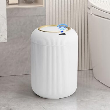 onlcuk Automatic Motion Sensor Bathroom Trash Can with Lid 3 Gallon Touchless Trash Bin Smart Plastic Electric Garbage Cans Small White Wastebasket for Office rv Bedroom Living Room