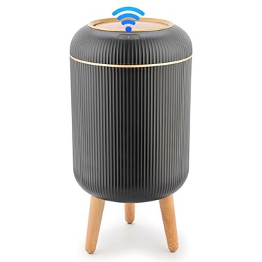 Pukomc Smart Sensor Wastebasket Convenient and Hygienic Easy to Use Technology Sensor Waterproof Wastebasket Plastic Trash can for Kitchen Bathroom Bedroom Living Room Office and Outdoor Black