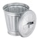 Zhuluck Silver Mini Galvanized Trash Can with Lid Mini Wastebasket Trash Can Small Metal Buckets Tabletop Trash Rubbish Bin Flower Pot Pen Holde Trash Wastebaskets 95X9X9CM