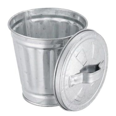 Zhuluck Silver Mini Galvanized Trash Can with Lid Mini Wastebasket Trash Can Small Metal Buckets Tabletop Trash Rubbish Bin Flower Pot Pen Holde Trash Wastebaskets 95X9X9CM
