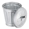 Zhuluck Silver Mini Galvanized Trash Can with Lid Mini Wastebasket Trash Can Small Metal Buckets Tabletop Trash Rubbish Bin Flower Pot Pen Holde Trash Wastebaskets 95X9X9CM