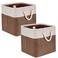HSDT Fabric Cube Storage Bins 13x13x125 Inch Beige and Brown Cube Storage Boxes Collapsible Large Cloth Organizer Baskets with Cotton Rops Handles for Storage Cubbies or Closet Shelf QYSC292