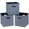 SEVENDOME Fabric Cloth Storage BinsFabric Cube Organizer with Dual Handles Foldable Cube Storage Baskets for Home Bedroom StorageSet of 3Grey Wave